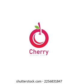Kirschlogo Frucht frisches Symbol, Vektorgrafik