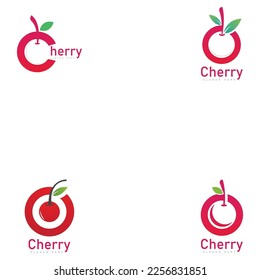 cherry logo  fruit fresh icon symbol vector illustration