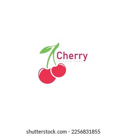 cherry logo  fruit fresh icon symbol vector illustration