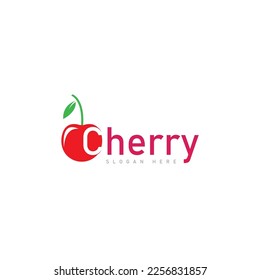 cherry logo  fruit fresh icon symbol vector illustration
