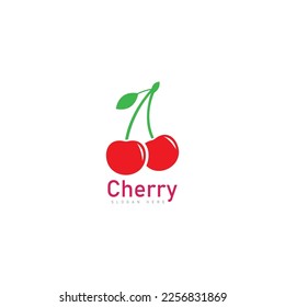 cherry logo  fruit fresh icon symbol vector illustration