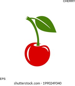 Cherry logo. Isolated cherry on white background