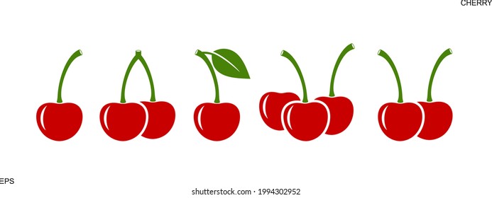 Logo de cerezo. Cereza aislada sobre fondo blanco