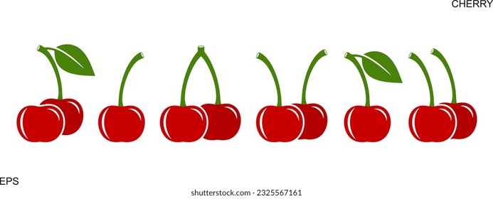 Cherry logo. Isolated cherry on white background