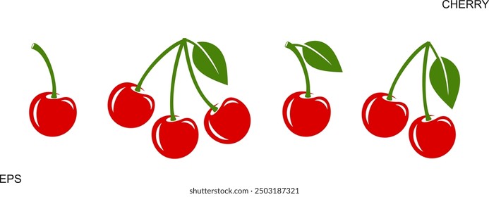 Cherry logo. Isolated cherry on white background