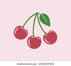 Cherry logo. Isolated cherry on white background