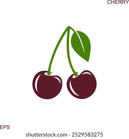 Cherry logo. Isolated cherry on white background
