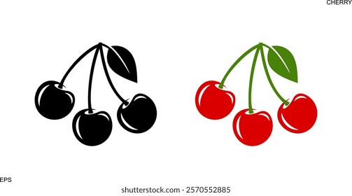 Cherry logo. Isolated cherry on white background