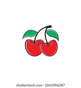 Logotipo da cereja. Cereja isolada sobre fundo branco