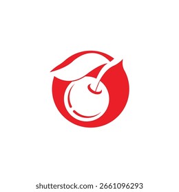 Cherry logo. Isolated cherry on white background