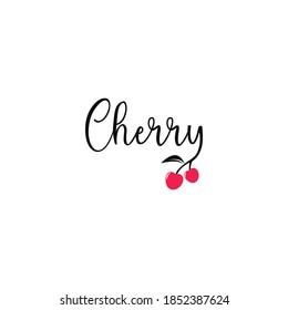 cherry logo, cherry letter logo, fruit fresh flat icon symbol vector illustration