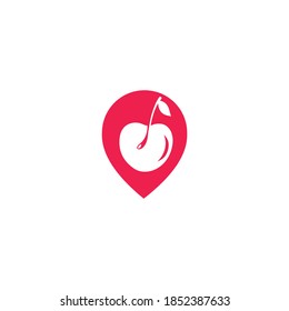Kirschlogo, Logo für Kirschbriefe, Symbol für frische Frucht, Vektorgrafik