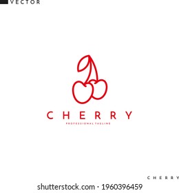 Logo de cerezo. Arándanos aislados con hojas sobre fondo blanco