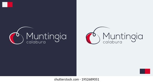 Cherry Logo Outline. Muntingia Calabura simple logo design