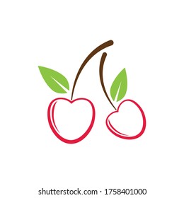 Diseño del icono del vector del logotipo de cereza