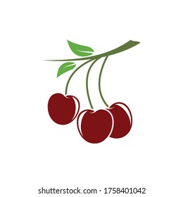 Diseño del icono del vector del logotipo de cereza