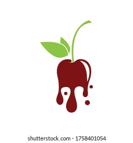 Diseño del icono del vector del logotipo de cereza