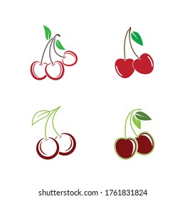 Cherry logo vector icon illustration design