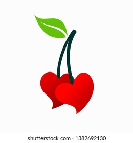 Diseño del logo de la plantilla de amantes del cerezo