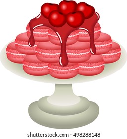 Cherry macaroons in bowl