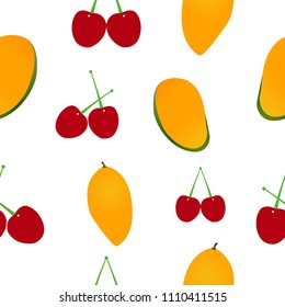 Cherry and mango seamless pattern for textile vector