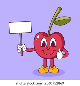 Cherry mascot cartoon hand drawn illustration