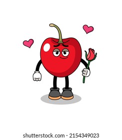 cherry mascot falling in love , character design