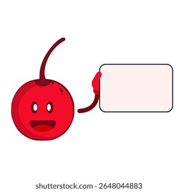design de vetor de mascote de cereja sobre fundo branco. 