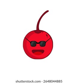 Diseño de Vector de mascota de cereza sobre fondo blanco. 