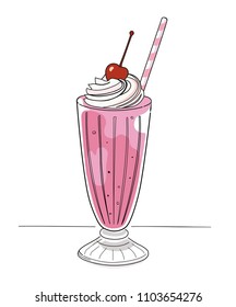 Cherry milkshake American diner- vector illustration