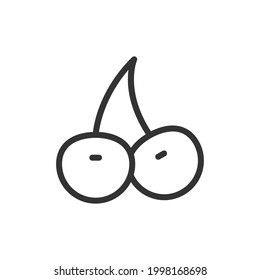 Cherry minimal line icon. Web stroke symbol design. Cherry sign isolated on a white background. Premium line icon.