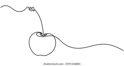 Cherry minimalistic design. Hand Abstract shaped cherry. single line cherry icon drawn sketch, Continuous one line drawing cherry. Vector illustration. Black line art on white background. 