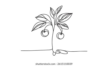 Cherry minimalistic design. Hand drawn sketch.