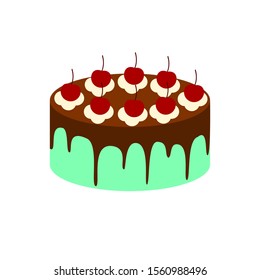 cherry mint chocolate cake vector