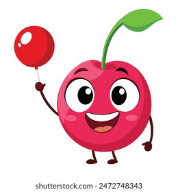 Cherry with a mischievous smile vector illustration