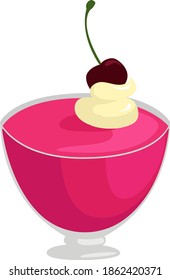 Cherry mousse, illustration, vector on white background.