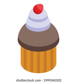 Cherry muffin icon. Isometric of Cherry muffin vector icon for web design isolated on white background
