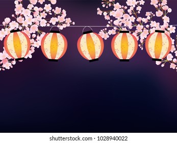 夜桜 和風 のイラスト素材 画像 ベクター画像 Shutterstock