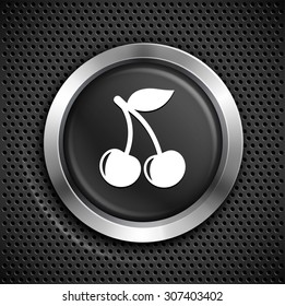 Cherry on Black Round Button