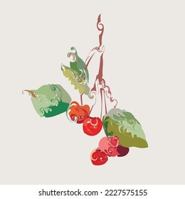 Cherry on a branch in a decorative manner for your ideas