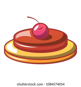 Cherry on cake icon. Cartoon of cherry on cake vector icon for web design isolated on white background