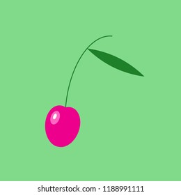 Cherry on the light green background