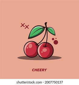 Cherry on vector illustration, simple and cute. Suitable for children's books or content that displays a simple and funny impression or for your juice product design.