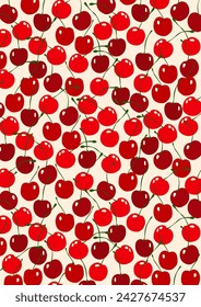 Cherry on white background.Eps 10 vector.