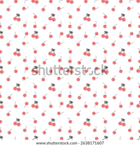 Cherry on white background, fabric pattern, gift wrapping paper , seamless pattern 