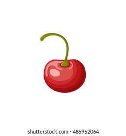 Cherry on a white background. Fruits, vitamins, healthy food. Diet, vegetarianism. Vector