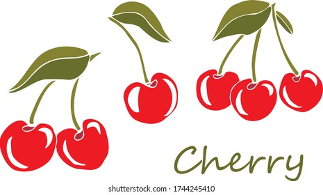 Cerezo en un fondo blanco aislado. Jugo de cereza. Ilustración vectorial.