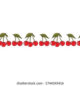 Cherry on a white isolated background. Cherry juice. Vector illustration.