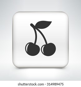 Cherry on White Square Button