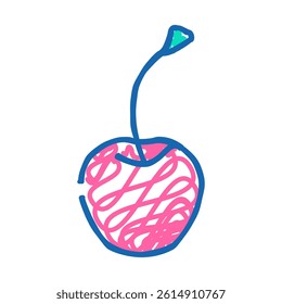 cherry one whole doodle icon sketch vector. cherry one whole sign. isolated symbol illustration